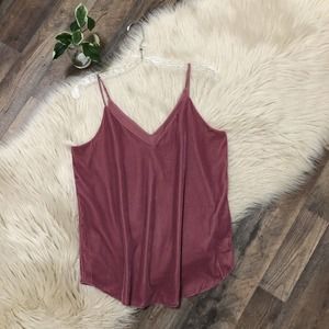 Express Size Small Pink Velvet V Neck Spaghetti Strap Cami Tank Top NWT